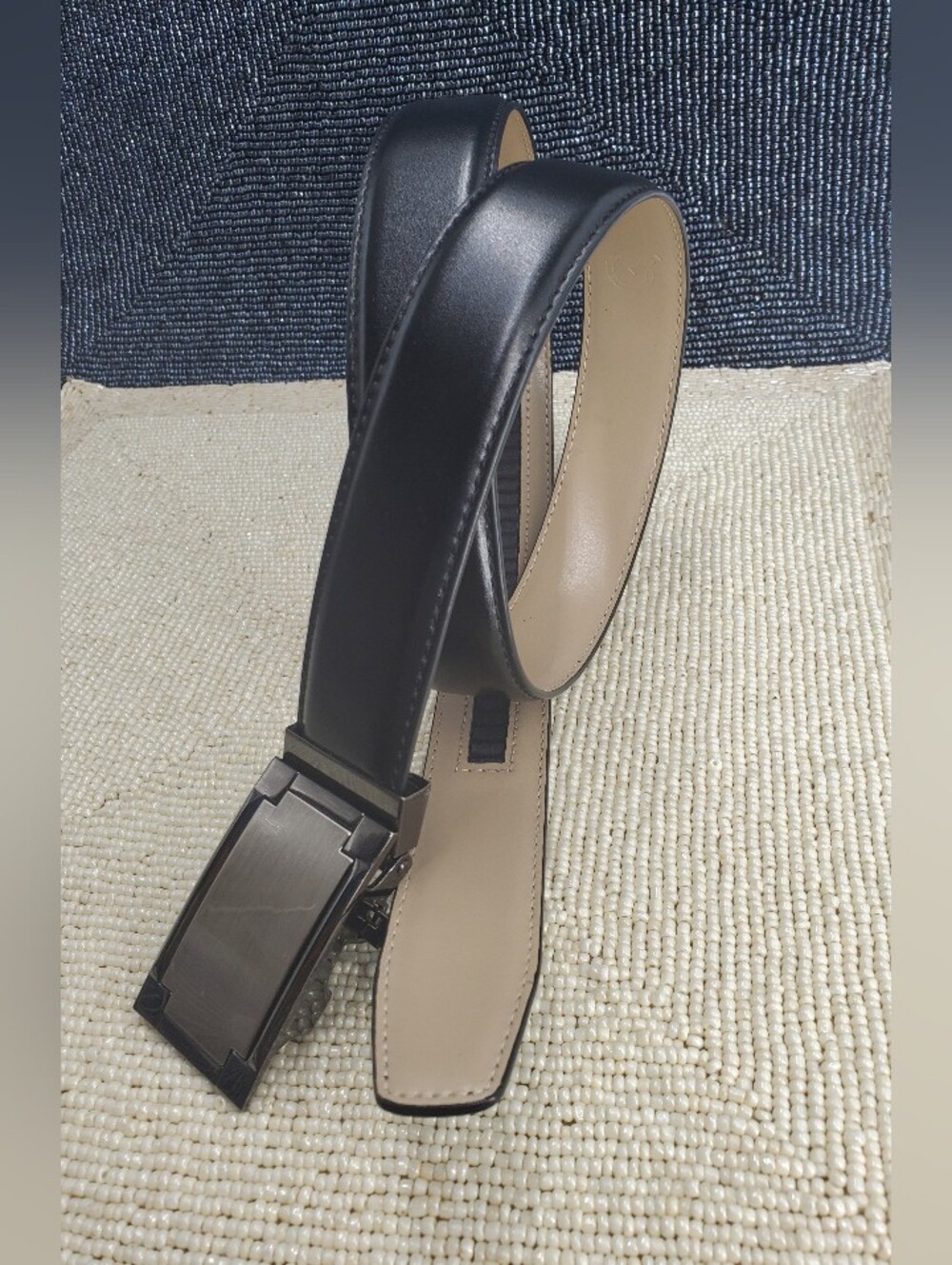 Men's Italy Fashion Black Belt Genuine Leather  Model E1995  58" (C38)